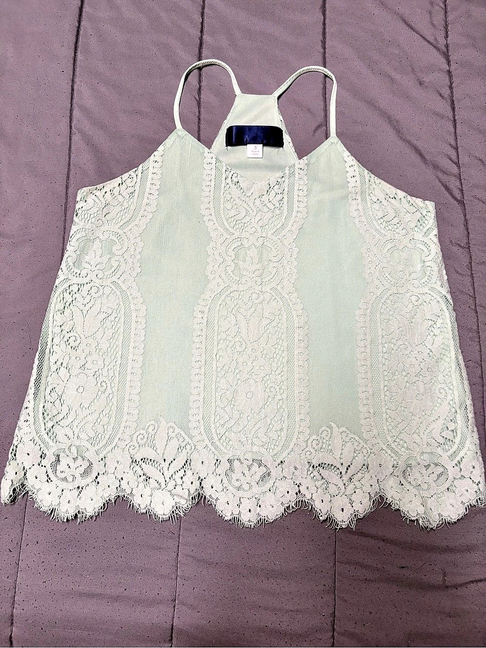 Hand Wash Lace Camisole in Green Size Small Like New